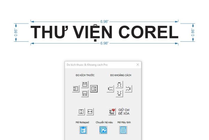 do kich thuoc va khoang cach cho corel